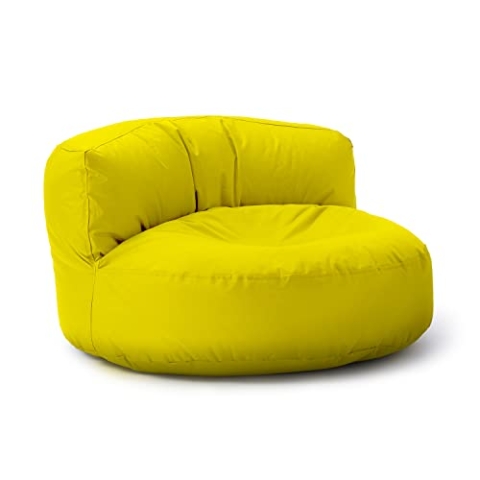 Lumaland Sitzsack Lounge | Sofa-Sitzsack 90 x 50 cm mit Rückenlehne | Indoor & Outdoor Beanbag | Wasserabweisend & Robust | Mit anpassungsfähiger EPS-Füllung | Waschbarer Bezug [Gelb]
