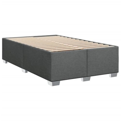 vidaXL Bettgestell, Bett mit Bettfüße Lattenrost, Polsterbett für Schlafzimmer, Doppelbett Bettrahmen, Modern, Dunkelgrau 120x200cm Stoff
