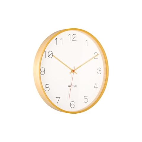 [DL] Wall Clock Joy Wood w. Ochre Yellow Accents -