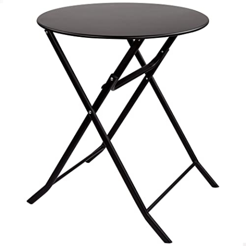 AKTIVE 61047 - runder Klapptisch schwarz Terrasse Garten Beistelltisch Robuster Metallrahmen Ø 60 cm Leicht für 2 Personen