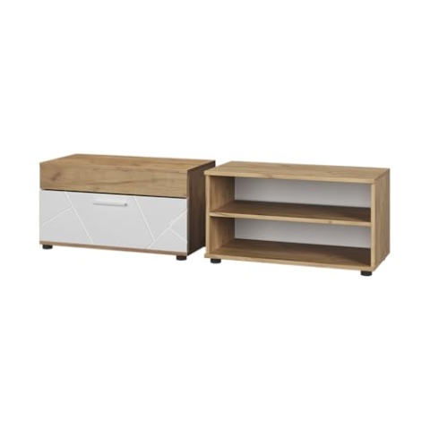 Vicco Wohnzimmerschränke Berno, Goldkraft Eiche/Weiß, 2 Teile