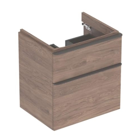 Geberit Smyle Square Waschtischunterschrank, 500352, 584x617x470mm, mit 2 Schubladen, Farbe: Nussbaum Hickory/Melamin Holzstruktur - 500.352.JR.1