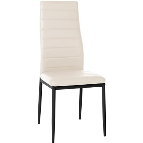 CLP Esszimmerstuhl Mayfair I Küchenstuhl Mit Vierfuß-Gestell, Farbe:Creme, Material:Kunstleder