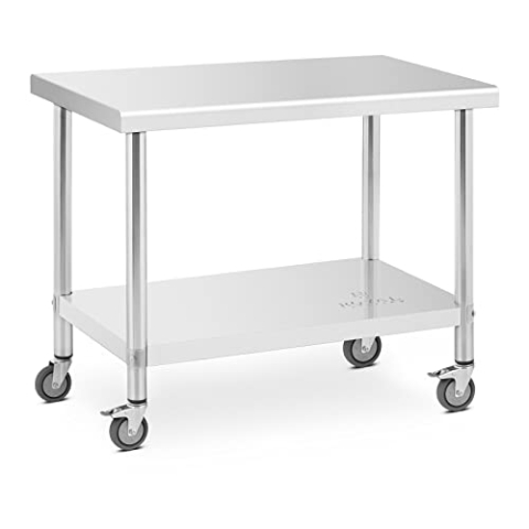 Royal Catering Edelstahltisch mit Rollen 60 x 100 cm 155 kg Tragkraft Arbeitstisch