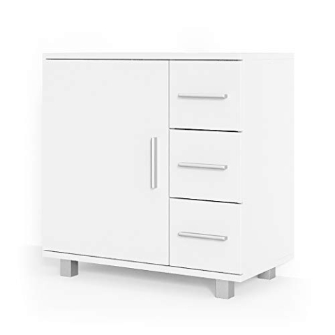 Vicco Waschbeckenunterschrank Ilias, Waschtischunterschrank mit Schubladen, Weiß, 60 x 60.8 cm