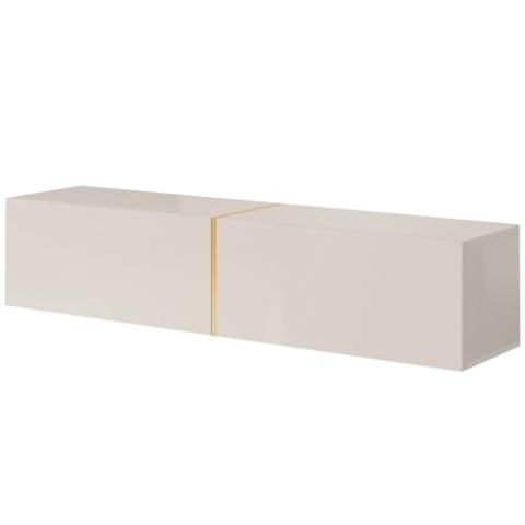 Selsey BISIRA TV-Board hängend, TV-Element, Graubeige mit goldenem Einsatz, 140 cm
