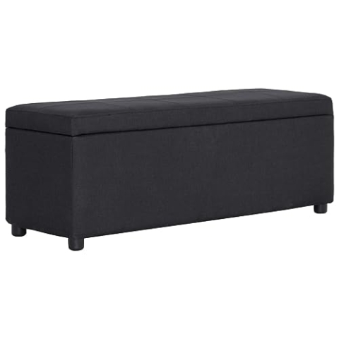 vidaXL Bank mit Staufach Sitzbank Sitzhocker Sitztruhe Flurbank Truhenbank Aufbewahrungsbox Truhe Spielzeugkiste Polsterbank 116cm Schwarz Polyester