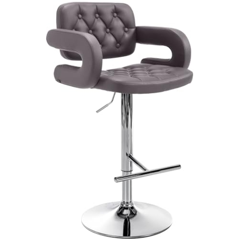 CLP Barhocker Dublin Mit Kunstleder-Bezug I Höhenverstellbar, Farbe:braun, Gestell Farbe:Chrom