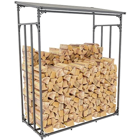 CLP Kaminholzunterstand Ruston I Kaminholzregal Anthrazit I Holzlager Aus Metall I Feuerholzregal Für Außen, Größe:M