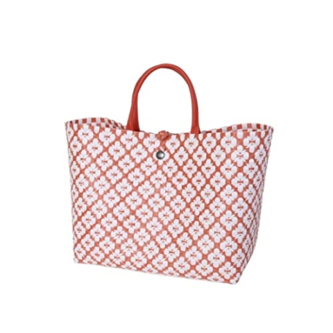 Motif Bag Shopper Rust with White Pattern Size L with Short PU Handles