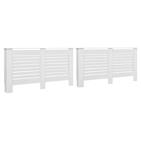 vidaXL 2x Heizkörperverkleidung mit 7 horizontalen Scheiben Heizungsverkleidung Heizkörperabdeckung Heizung Abdeckung Heizkörper Weiß 152x19x81,5cm MDF