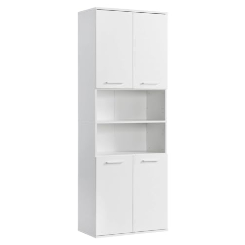 mokebo® Bad Hochschrank in Weiß 'Der Kapitän', Badezimmerschrank breit oder Badschrank, auch als Badezimmerhochschrank & Badregal Badezimmer aus Holz in 180x65x34 (HxBxT in cm)