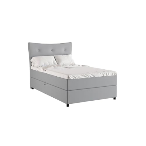 PANDA MÖBEL Nevada Boxspringbett 120 x 200 cm Doppelbett mit hochwertiger Bonell-Matratze und Topper, Polsterbett mit Bettkasten, Schlafzimmer, Bequem, Modern, Stilvoll