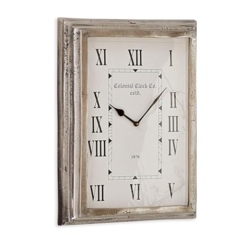 Loberon Uhr Roman, nostalgischer Charme, mit römischen Zifferblatt, Fassung mit Antik-Finish, Wanduhr, Wohn-Accessoire, Aluminium, Glas, antiksilber