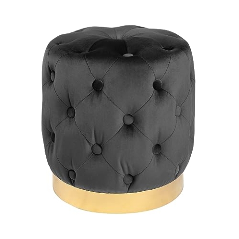 Riess Ambiente Eleganter Hocker MODERN BAROCK 37cm schwarz-Gold Samt Sitzhocker Samthocker