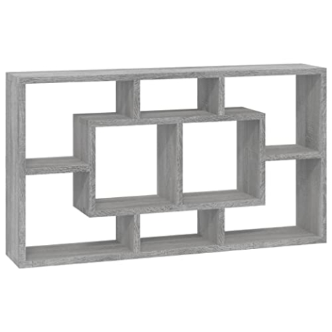 vidaXL Wandregal mit 8 Fächern Bücherregal Hängeregal Wandboard Regal Schweberegal Wohnzimmerregal Wandablage Ausstellungsregal Grau Sonoma