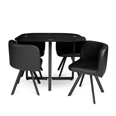 Milton & Oldbrook Sofia Esstisch mit 4 Stühlen, Schwarz MIFU000036-BK