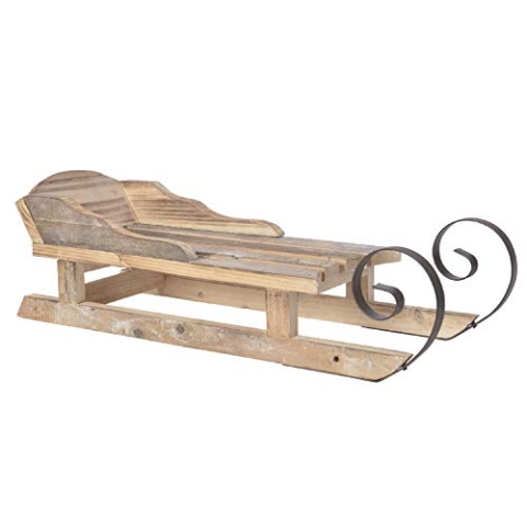 ETC dekorativer ausgefallener Deko-Schlitten Santaschlitten aus gebranntem Holz in 2 möglichen Größen (groß ca. 20 x 17,5 x 52 cm lang)