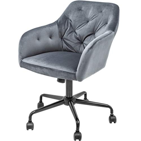 invicta INTERIOR Höhenverstellbarer Bürostuhl Dutch Comfort grau Samt mit Steppung Stuhl Bürosessel mit Leichtlaufrollen