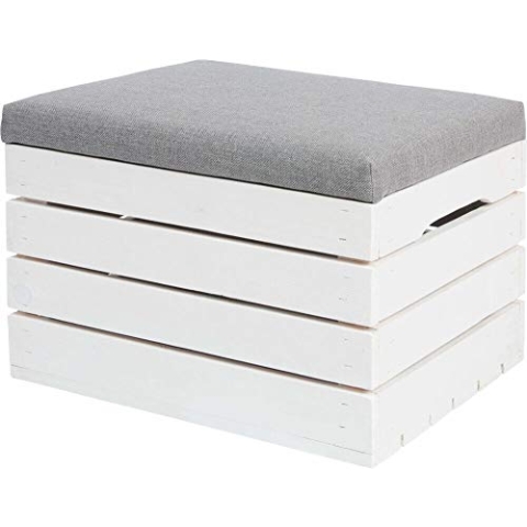 ISO TRADE Sitzbank mit Stauraum Holzbank Gepolstert Weiß-Grau bis 150 kg 40x50x35 - Holzbank Outdoor Ideal für Flur, Schlafzimmer, Wohnzimmer & Kinderzimmer 3636
