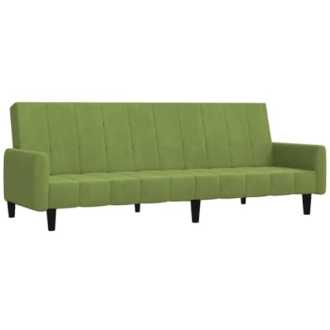 vidaXL Schlafsofa 2-Sitzer, Schlafcouch für Wohnzimmer Heimkino Büro, Gästebett mit Holzrahmen, Sofabett Tagesbett Couch Sofa Ausziehbar, Hellgrün Samt
