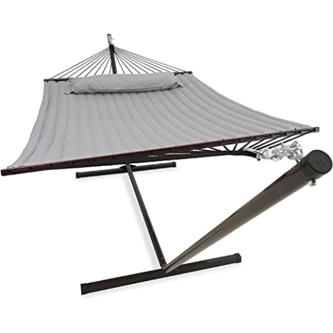 Vita5 Hängematte mit Gestell, Outdoor, Garten, Pool, Balkon, und Terrasse, Indoor Hängematten 2 Personen Hängesessel, Doppelhängematte Ständer, 200kg Belastbarkeit, Einfache Montage