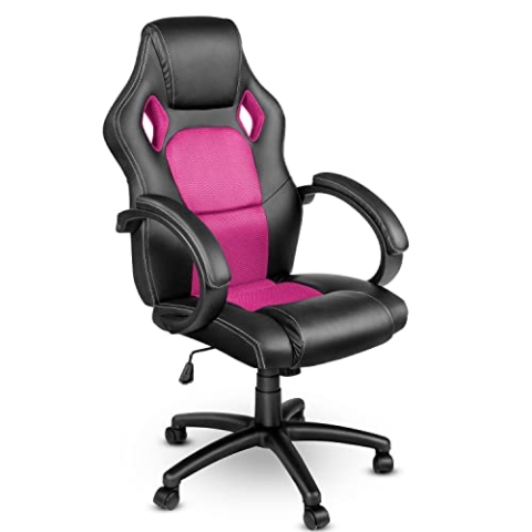 TRESKO Racing Chefsessel Bürostuhl Drehstuhl 14 Farbvarianten, gepolsterte Armlehnen, Wippmechanik, Lift SGS geprüft