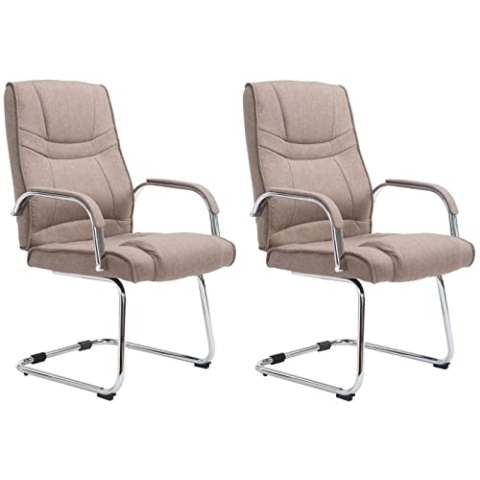 CLP 2er Set Freischwinger Attila Mit Metallgestell & Armlehne I Bürostühle Mit Stoffbezug, Polsterung & 180 KG Belastbar, Farbe:Taupe