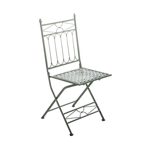 CLP Eisen-Klappstuhl ASINA in nostalgischem Design I Klappbarer Gartenstuhl mit edlen Verzierungen I erhältlich, Farbe:antik-grün
