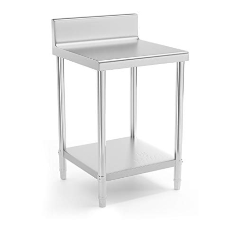 Royal Catering RCAT-60/60-N Edelstahltisch Edelstahl Arbeitstisch Zerlegetisch Gastro Aufkantung 60 x 60cm Grilltisch Outdoor Küchenmöbel