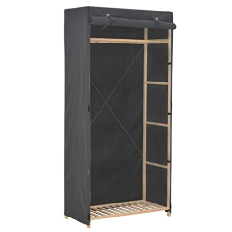 vidaXL Kleiderschrank Stoffschrank Garderobenschrank Garderobe Schrank Schlafzimmerschrank Schlafzimmer Wohnzimmer Grau 79x40x170 cm Stoff