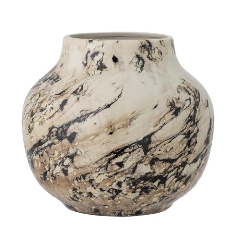 Bloomingville Janka Vase aus Steingut hergestellt, in der Farbe: Braun, Maße: 23,5 x 21,5 cm, 82057546