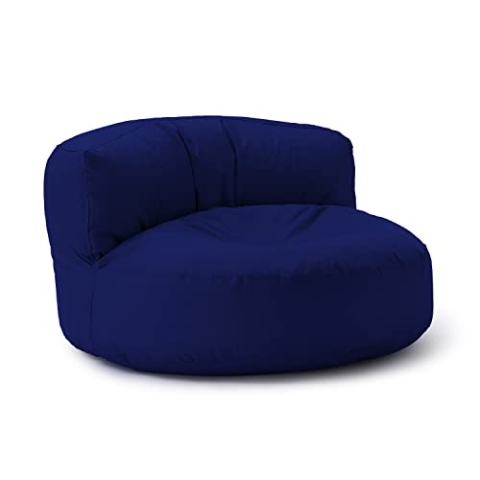Lumaland Sitzsack Lounge | Sofa-Sitzsack 90 x 50 cm mit Rückenlehne | Indoor & Outdoor Beanbag | Wasserabweisend & Robust | Mit anpassungsfähiger EPS-Füllung | Waschbarer Bezug [Dunkelblau]