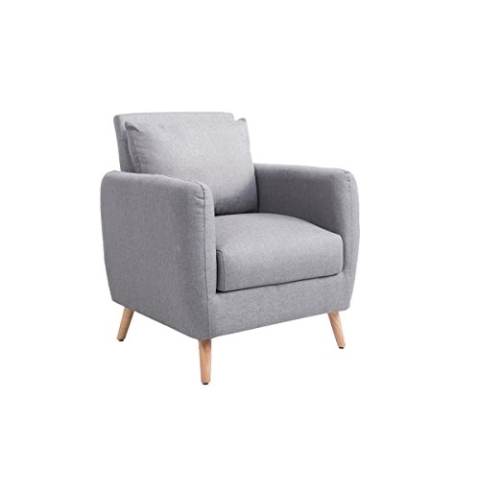CLP Polstersessel TILGARD mit Armlehnen und Stoffbezug I Belastbarer Loungesessel mit Holzbeinen, Farbe:grau
