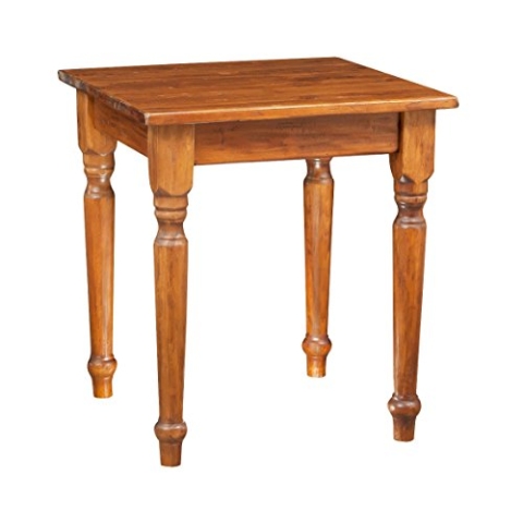 Biscottini Quadratischer Tisch aus massivem Lindenholz - Landhausstil - Shabby Stil - Gestell und Platte Walnuss L 70 x PR 70 x H 78 cm