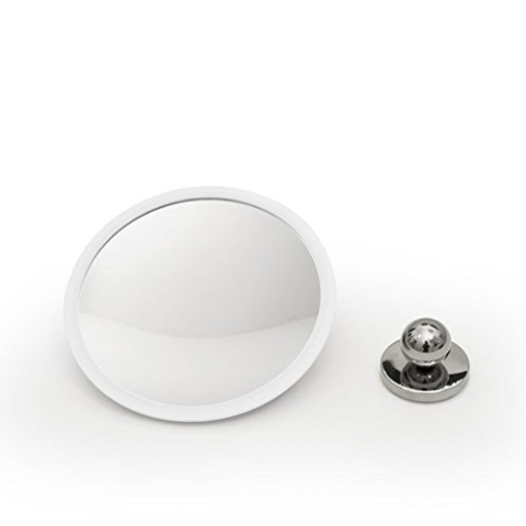 bosign Detachable Make-up Mirror X10. AirMirror Plus. Hidden Suction Cup Fitting. Magnetic Fastener. White. ø 16,5 cm, 3 cm Depth. Glass. Silicone