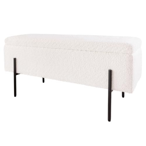 Riess Ambiente Moderne Truhenbank LOFT - 100cm - weiß schwarz - Bouclé Metall - Sitzbank mit Stauraum - Elegante Polsterbank