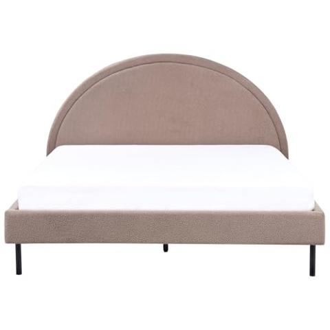 Beliani Bett Bouclé beige Taupe mit Lattenrost 160 x 200 cm rundes Kopfteil Retro Margut