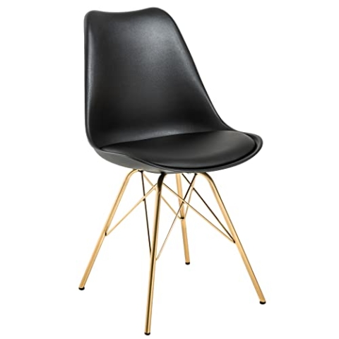 Riess Ambiente Design Stuhl Scandinavia schwarz goldene Beine Esszimmerstuhl Stühle Küchenstuhl Schalenstuhl