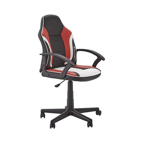 X-Rocker Saturn Esport Gaming-Stuhl mit mittleren Rückenlehnen für Junioren und Jugendliche, kompakter, bequemer PC-Drehstuhl, Schwarz/Rot/Weiß, Universal, 5120201, schwarz/rot/grau/weiß