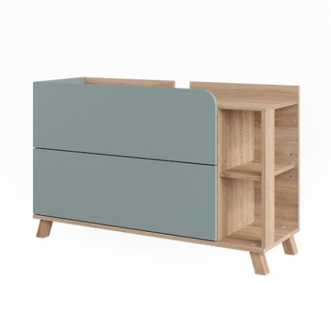 Vicco Waschbeckenunterschrank Karen, Sonoma/Blau, 100 x 65 cm mit 2 Schubladen