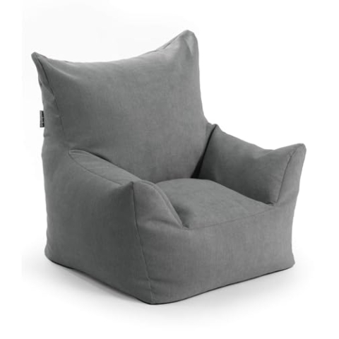 mokebo Kindersessel mit Stoffbezug 'Der Pausenheld', Sitzsack Kinder mit Füllung, auch als Lesesessel oder Sitzkissen fürs Kinderzimmer, Kindersitzsack oder Sessel für Kinder in Anthrazit