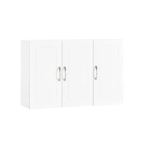 SoBuy Hängeschrank Badschrank mit Zwei Türen Küchenschrank Medizinschrank Wandschrank Badmöbel Weiß BHT ca. 90x60x30cm FRG231-L-W