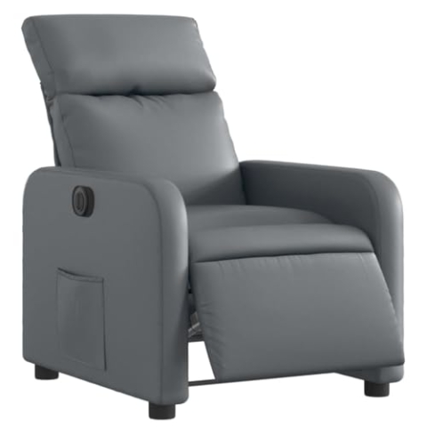 vidaXL Relaxsessel, Sessel mit Liegefunktion Elektrisch, Fernsehsessel Liegesessel für Wohnzimmer, Ruhesessel Polstersessel, Grau Kunstleder