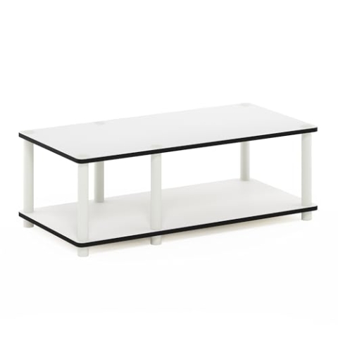 Furinno Just No Tools mittlerer Fernsehstand, TV-Ständer, Couchtisch, Weiß, 80 (Breite) x 27.7 (Höhe) x 39.6 (Tiefe) cm