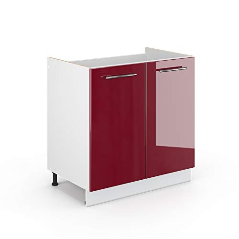 Vicco Waschbeckenunterschrank Fame-Line, Bordeaux Hochglanz/Weiß, 80 x 81.6 cm ohne Arbeitsplatte