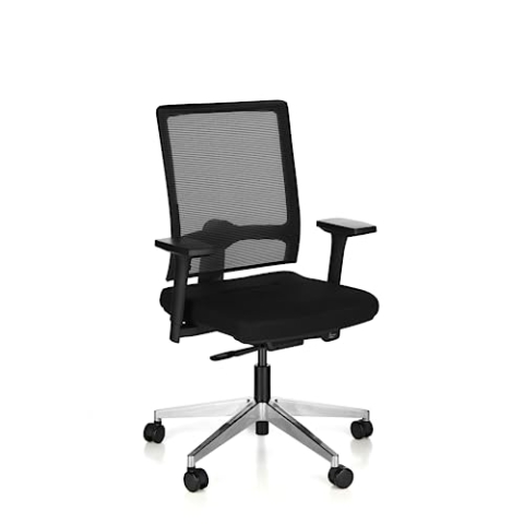 Ergonomischer Bürostuhl mit Anti-Hitzestau Rückenlehne, Bürostuhl ergonomisch & höhenverstellbar mit 3D T- Armlehnen & Synchronmechanik in Schwarz,Schreibtischstuhl mit Muldensitz, Office Chair