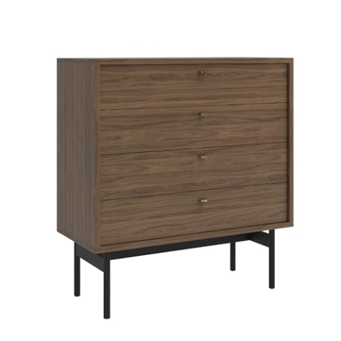 Selsey Kommode Aufbewahrungsschrank 4 Schubladen Schrank Schubladenschrank 85,5 cm Olar Carini Walnuss