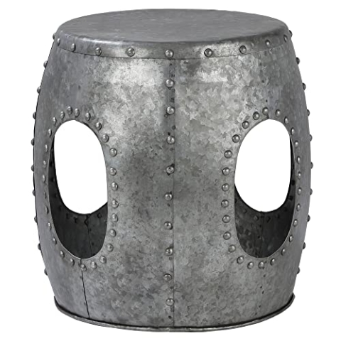 WOMO-DESIGN Beistelltisch Vantaa rund Ø38x43 cm Silber, Unikat, handgefertigt aus Metall, Industrie-Design, Couchtisch mit Schweißnieten, Wohnzimmertisch Sofatisch Loungetisch Ablagetisch Metalltisch