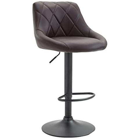 CLP Barhocker Lazio Mit Kunstlederbezug I Drehbarer Thekenhocker Mit Fußstütze I Höhenverstellbarer Barstuhl Mit Trompetenfuß, Farbe:braun, Gestell Farbe:schwarz